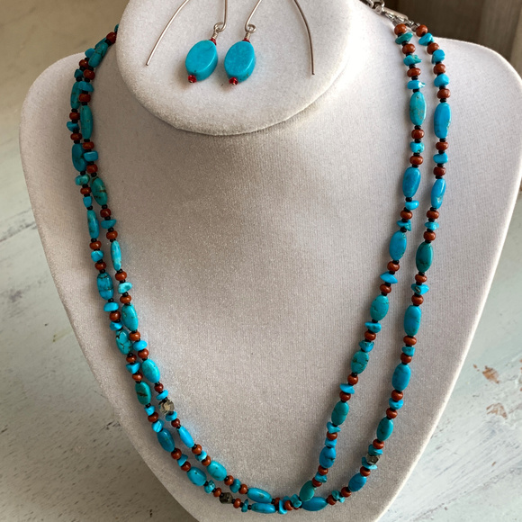 Convertible Turquoise 3-2-1 Strand Necklace Suite - Picture 5 of 8